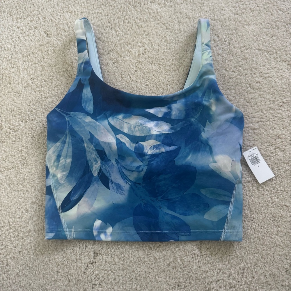 Old Navy Blue Leaf Print Women's Active Top